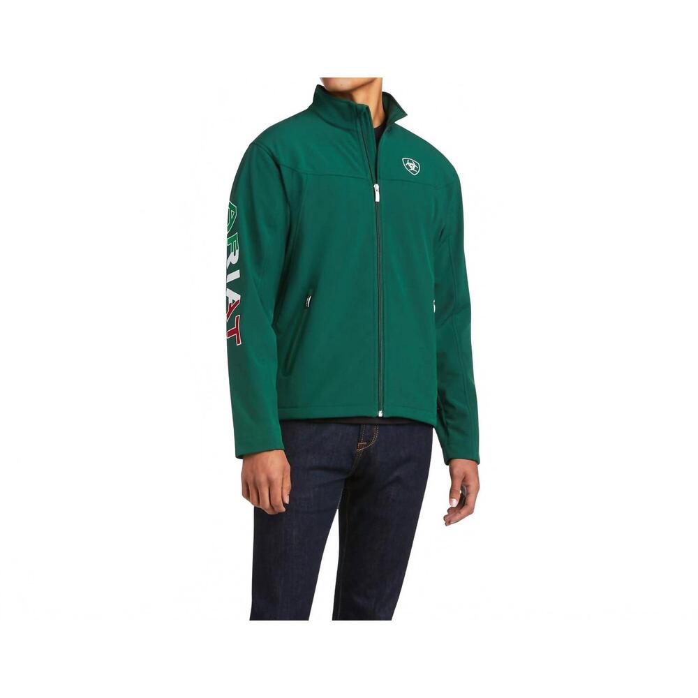 NEW ARIAT men's new team softshell mexico jacket in green